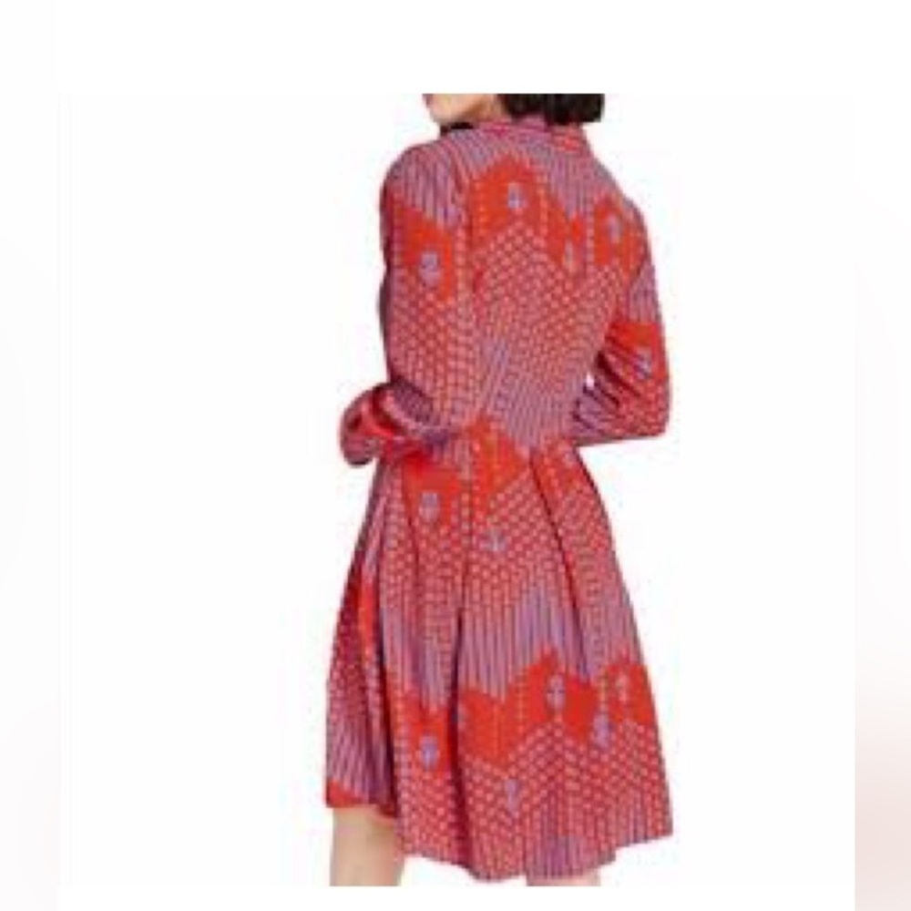 Modcloth Vibrant Red and Blue ‘Pleasant Confidence’ Long Sleeve Dress - Picture 2 of 9